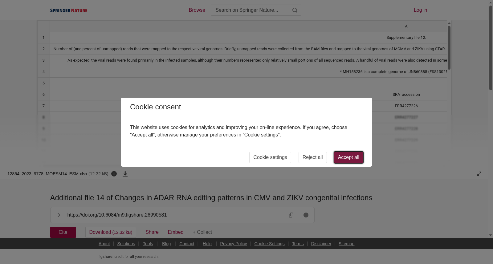 CMV与ZIKV先天性感染中ADAR RNA编辑模式变化的补充文件14