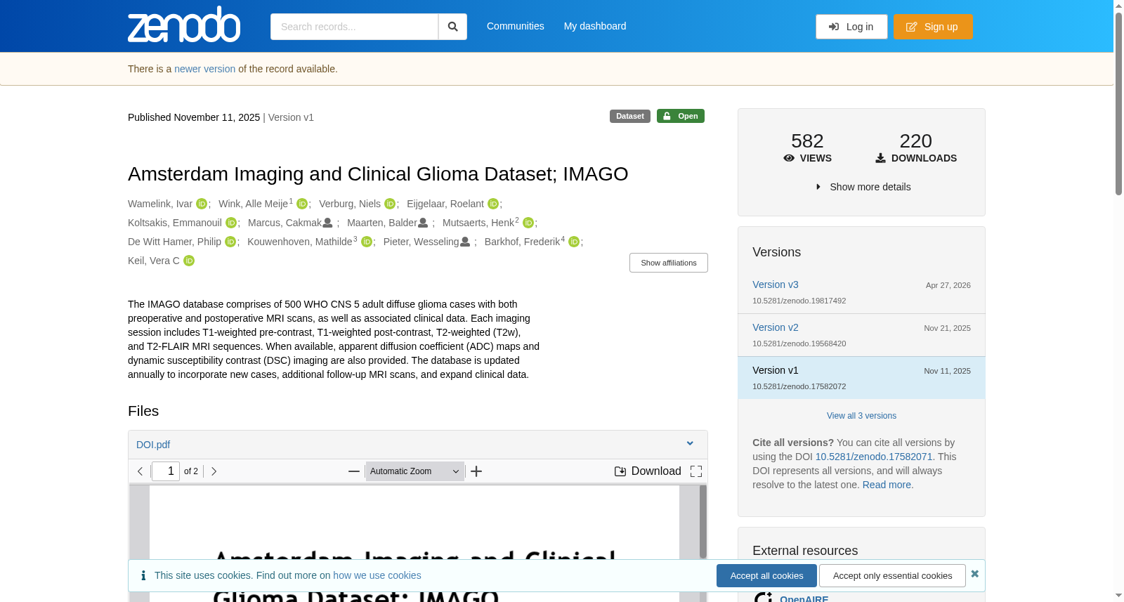 阿姆斯特丹影像与临床胶质瘤数据集;IMAGO